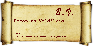 Barasits Valéria névjegykártya
